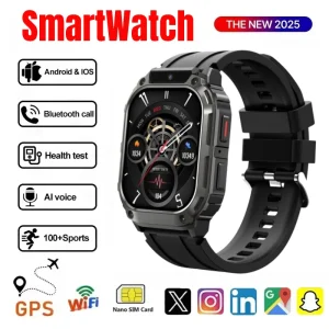 2025 New Smartwatch for Men & Women – 5G/WiFi, SIM Card, GPS, Camera, Health Monitor, Bluetooth Calls, Sports Tracking!
